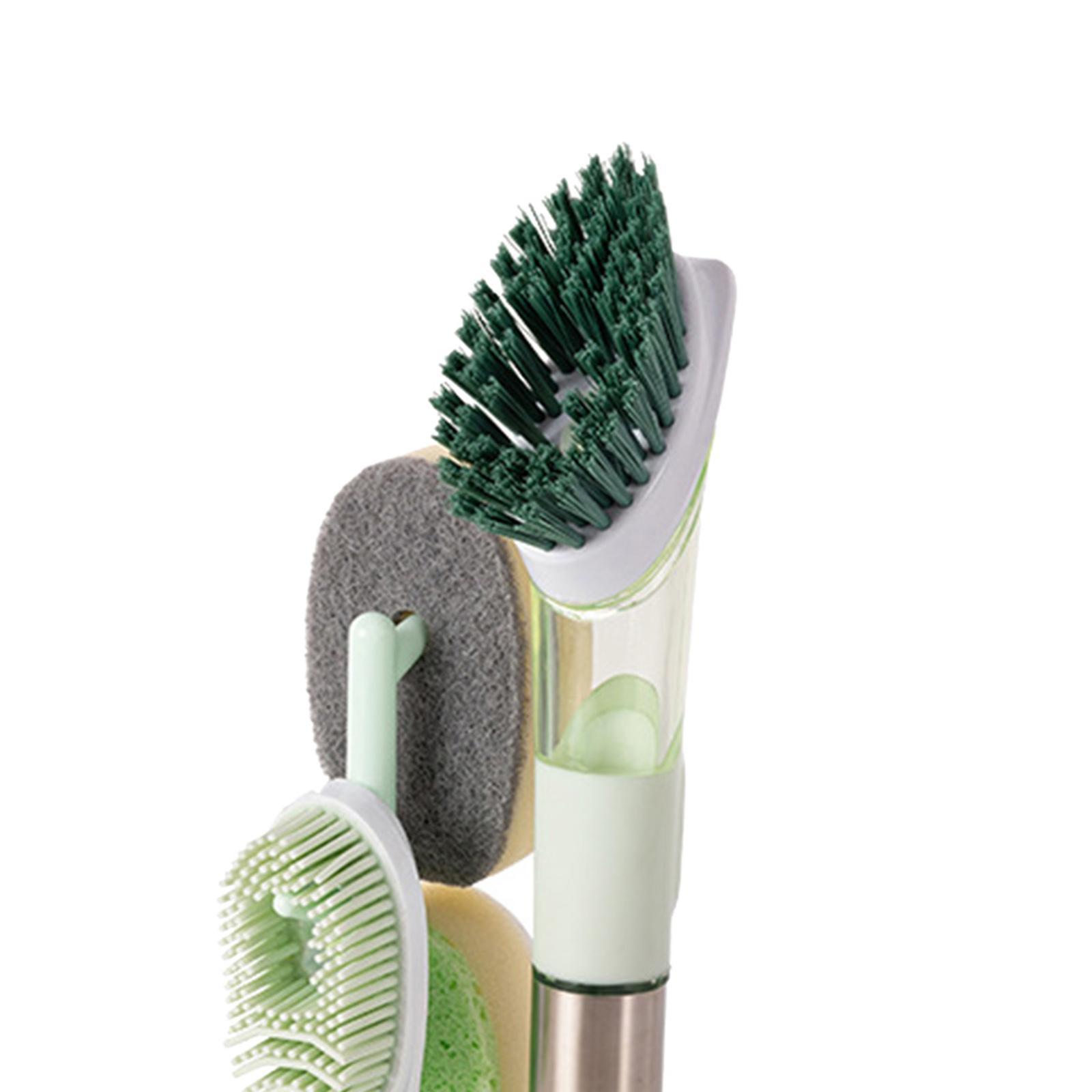 Kitchen Cleaning Brush Set Washing Scrubbing Cleaner Drying Holder Green