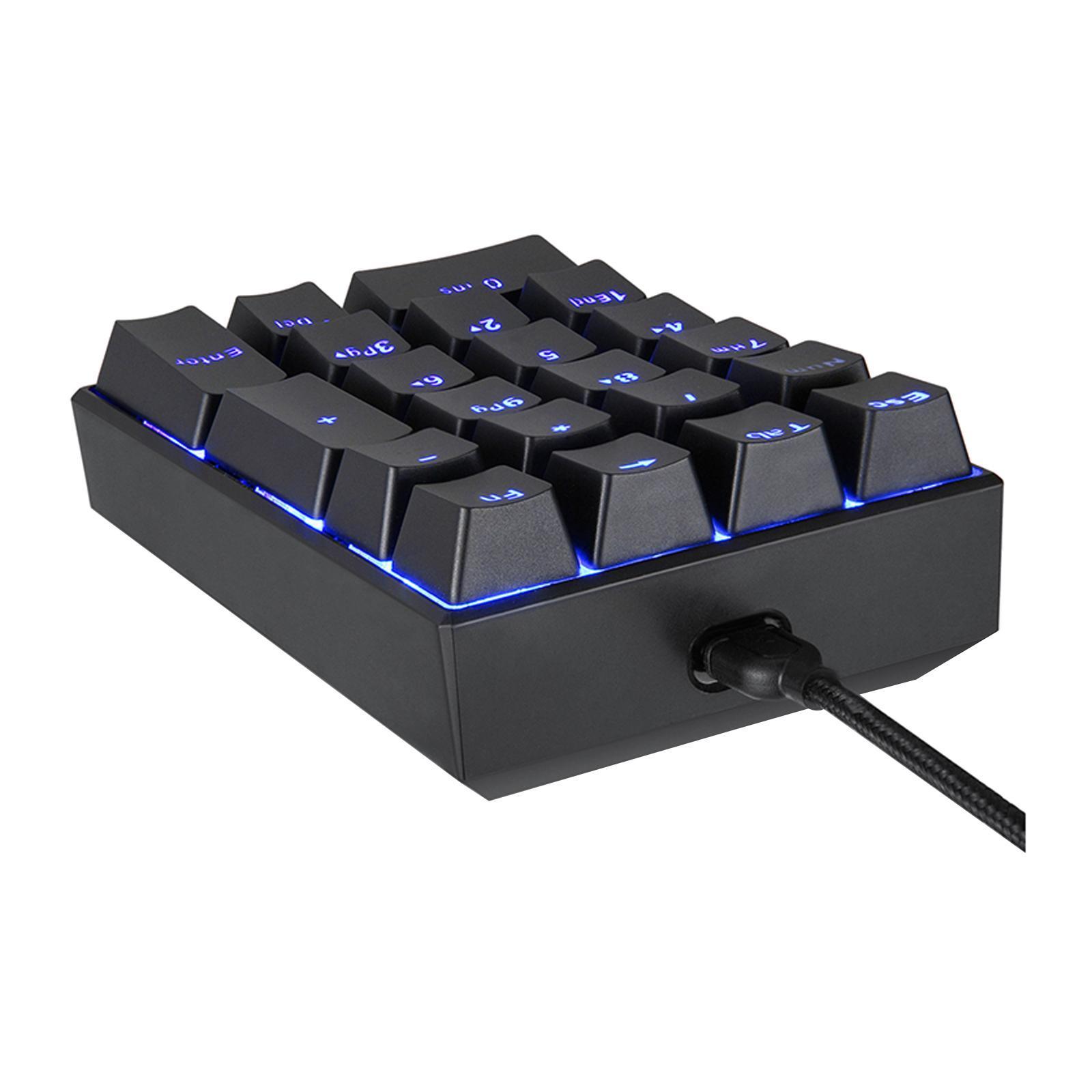 K23 Mini LED Backlit Numeric Keypad USB- Home Use 21-Key Blue