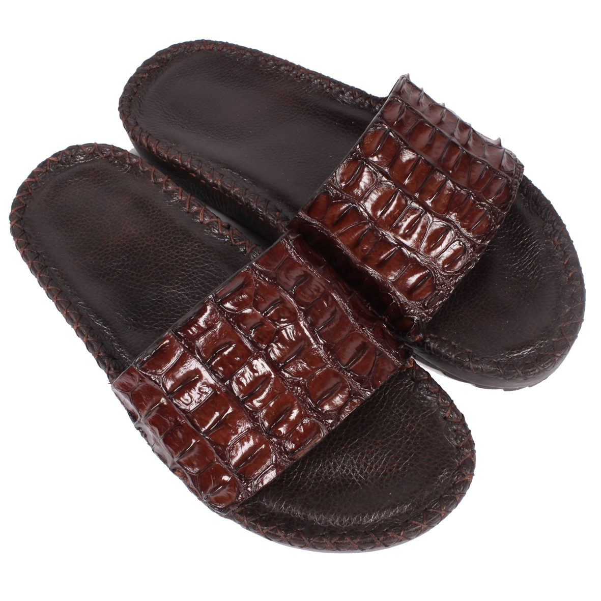 Dép nam Huy Hoàng da cá sấu quai ngang gai màu đen, nâu đất, vàng bò, nâu đỏ HJ7264-65-66-67