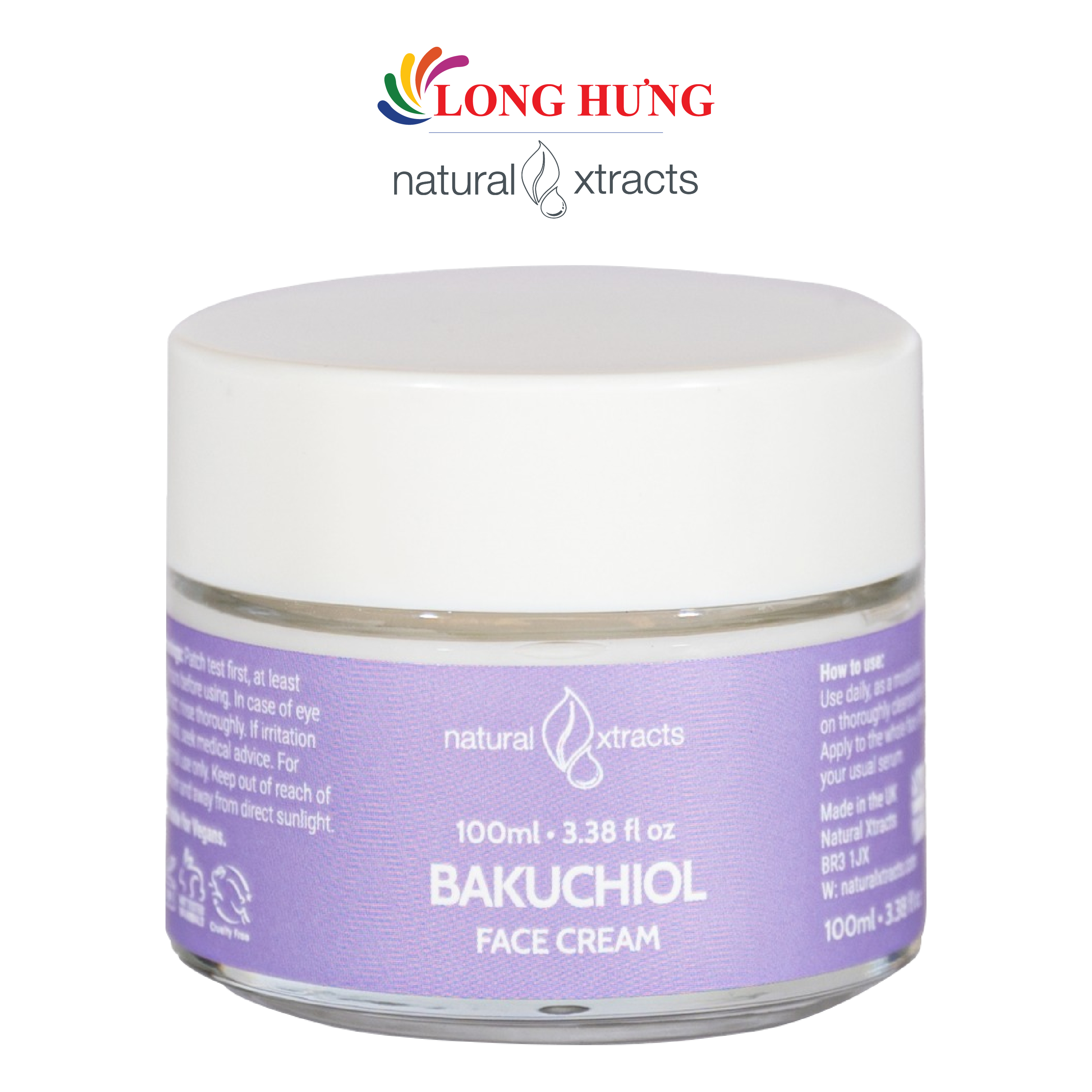 Kem dưỡng ẩm Natural Xtracts Bakuchiol Face Cream giúp giảm nếp nhăn và chống lão hoá (100ml) - Hàng chính hãng