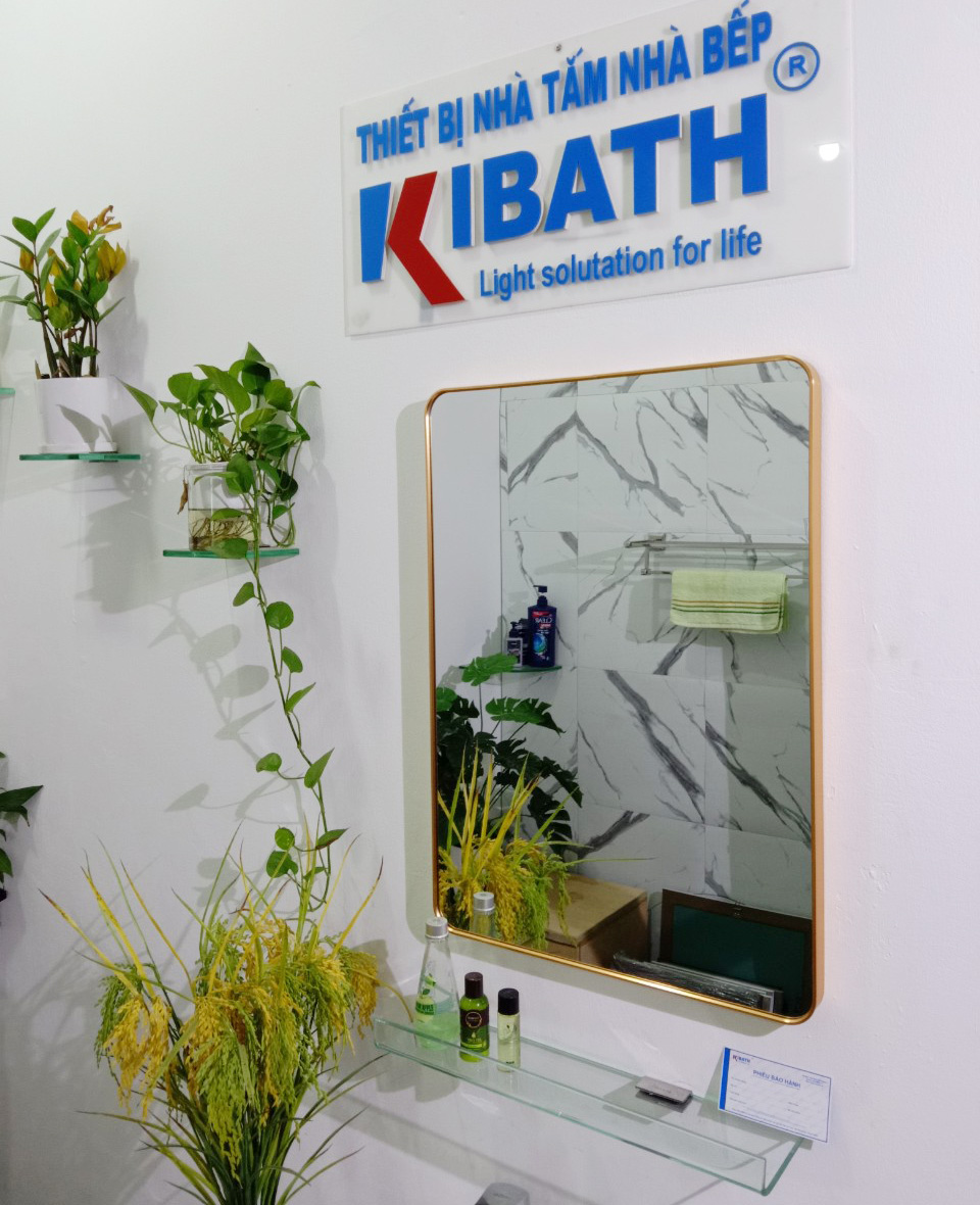 Gương Soi Kibath Chữ Nhật Bo 4 Góc Khung Viền Nhôm Sơn Tĩnh Điện, KB-138