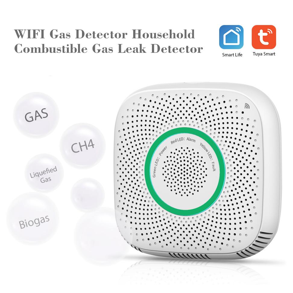 WIFI Gas Detector Household Combustible Gas Leak Detector Natural Liquefied Petroleum Gas Leak Tester Sniffer with Sound Alarm APP Notification Pushing SmartLife Tuya APP Remote Control