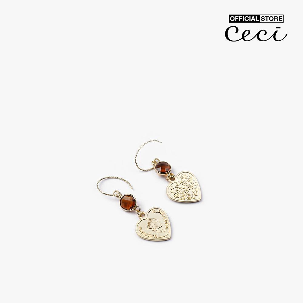 CECI - Khuyên tai nữ chuỗi dài phối mặt trái tim thời trang CC1-09000111-27