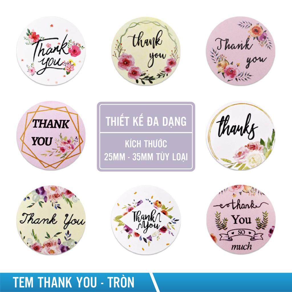 Tem thank you 38mm cuộn sticker thank you tròn 500 tem