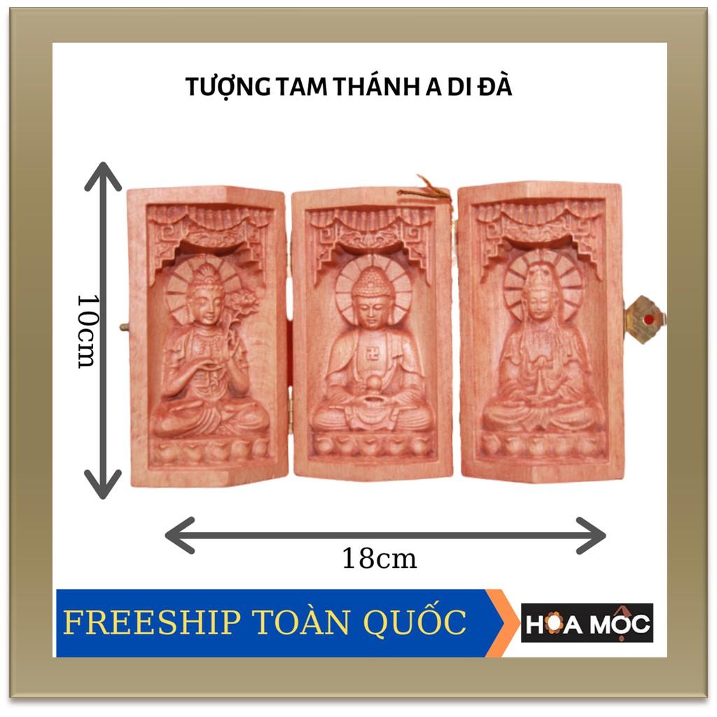 Bộ Tượng Tây Phương Tam Thánh: Đại Thế Chí – Phật A Di Đà - Quan Âm Bồ Tát. Điêu Khắc Gỗ, Tượng trang trí và Quà tặng