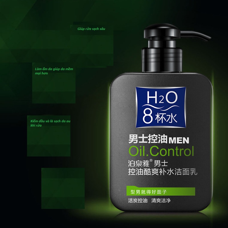 Sữa rửa mặt dành cho nam H2O 8 Oil Control Bioaqua(Tặng 1 gói mít rửa mặt)