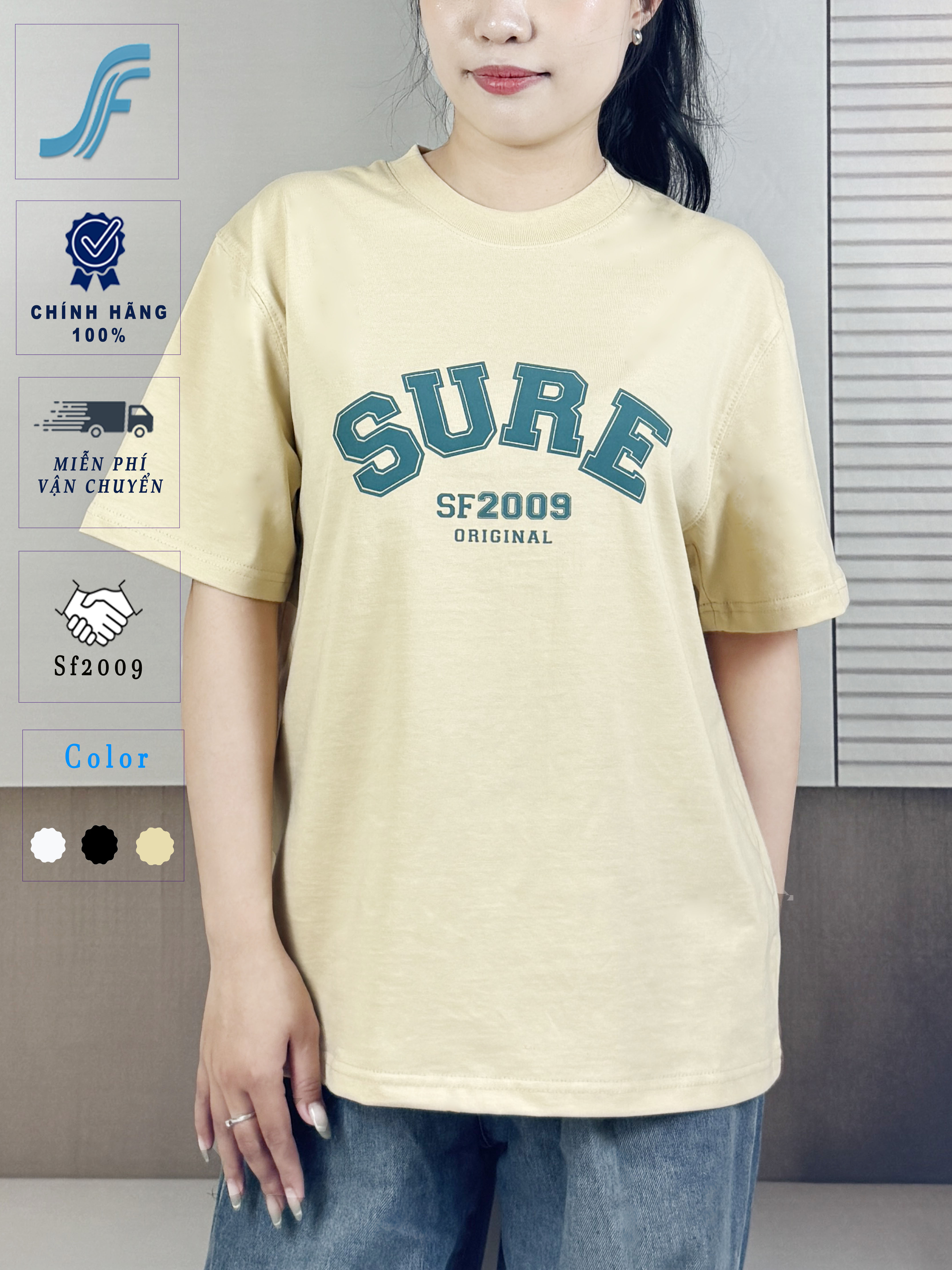 Áo Thun Oversize SURE Original BY SF2009 - 100% Cotton 2 Chiều, Nam Nữ Mặc Siêu thoáng mát, Siêu Đẹp, Siêu Dễ Thương