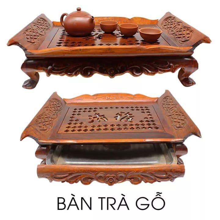 Khay trà gỗ kiểu tai cuốn gỗ Hương đỏ