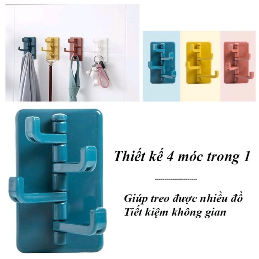 Móc Treo Đồ Dán Tường 4 Nhánh Xoay - Móc Dán Tường Siêu Dính