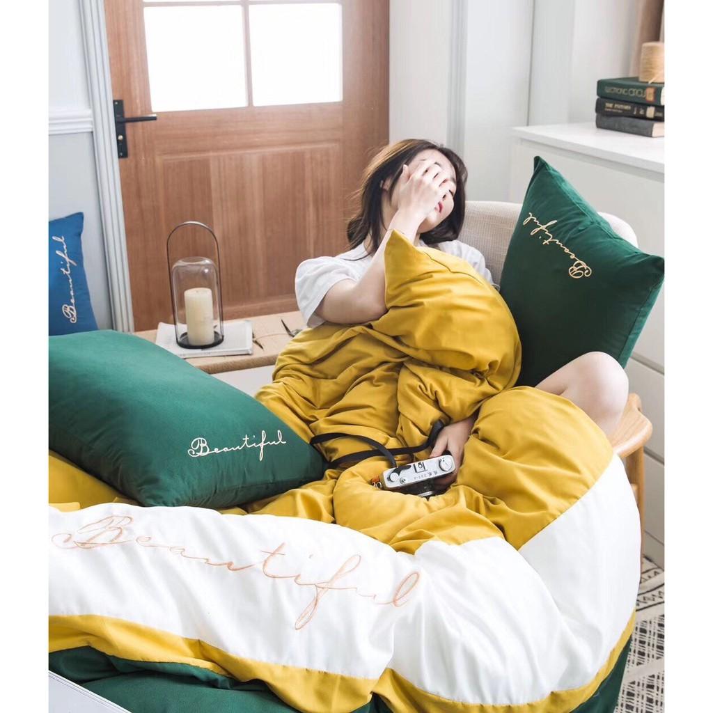 Bộ 5 Món Vỏ Chăn Ga Gối Cotton Tici Xuất Nhật Beauty Phối Màu