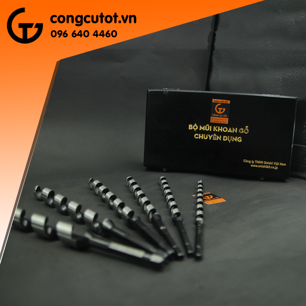 Hộp 6 mũi khoan gỗ xoắn ốc số 10 đến 20 Onishi dài 235mm