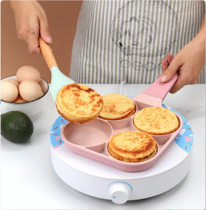 Chảo 4 lỗ làm bánh chiên trứng 4 lỗ không dính