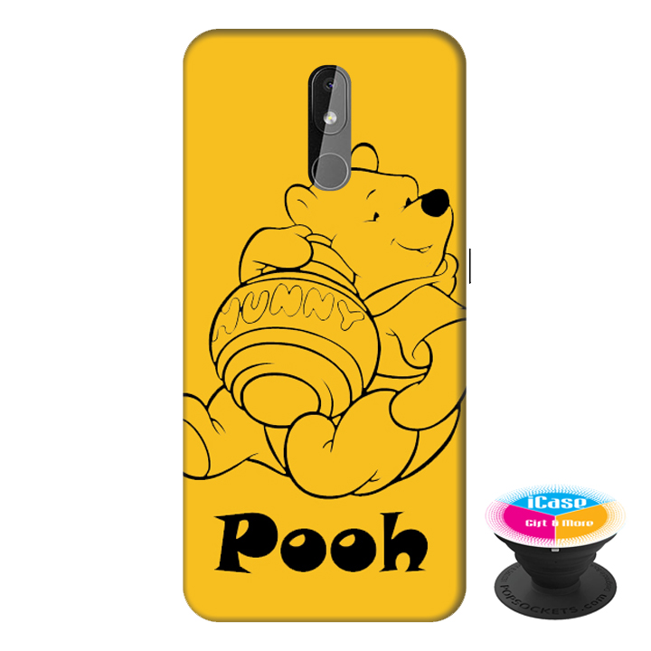 Ốp lưng điện thoại Nokia 3.2 hình Gấu Pooh tặng kèm giá đỡ điện thoại iCase xinh xắn - Hàng chính hãng