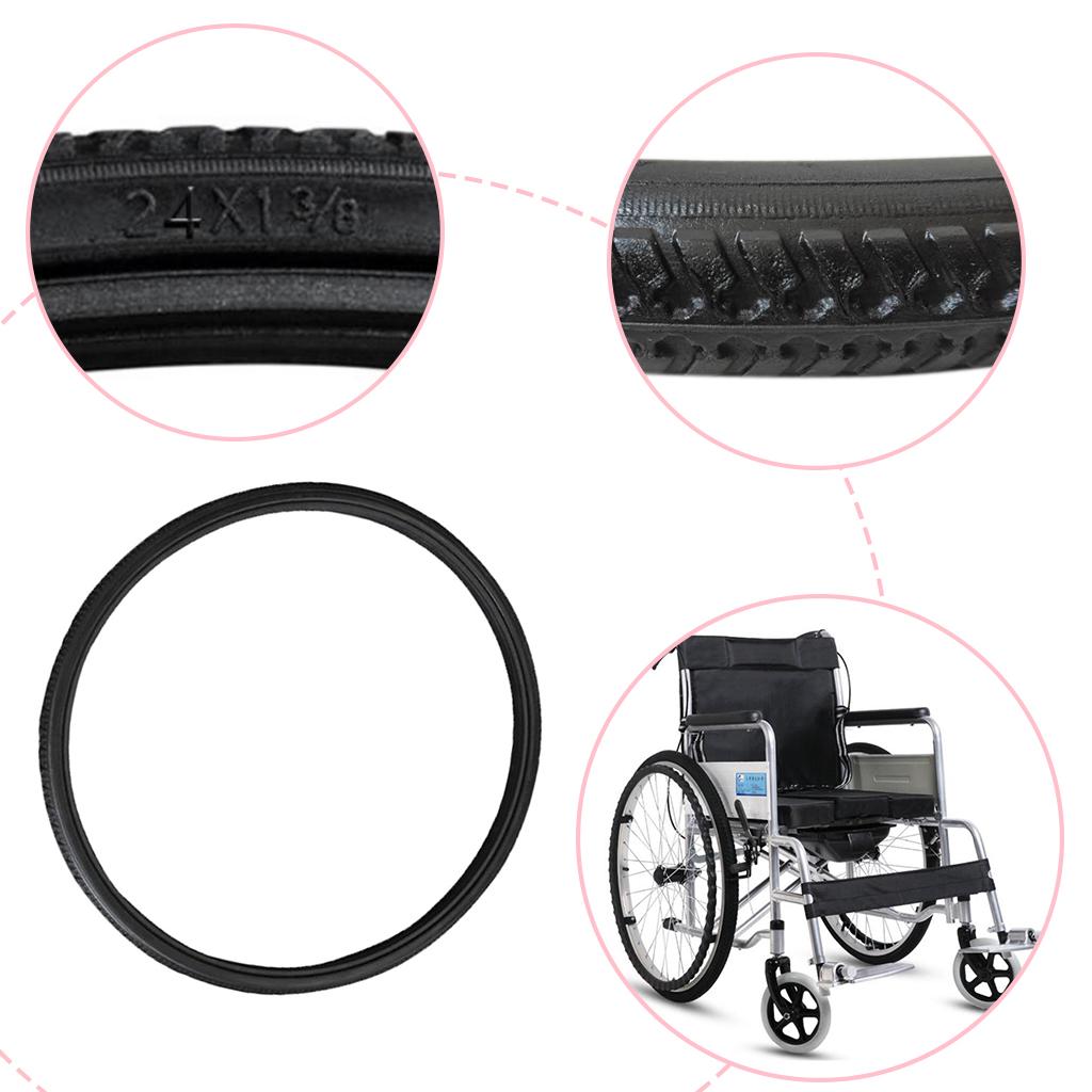 2Pcs Heavy Duty Polyurethane  Wheelchair Street Tire for 24x1 3/8 inch