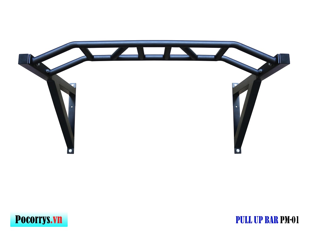 Xà đơn gắn tường, nhiều tay nắm, Xà đa thanh uốn, Pull up bar Pocorrys PM-01, Màu đen