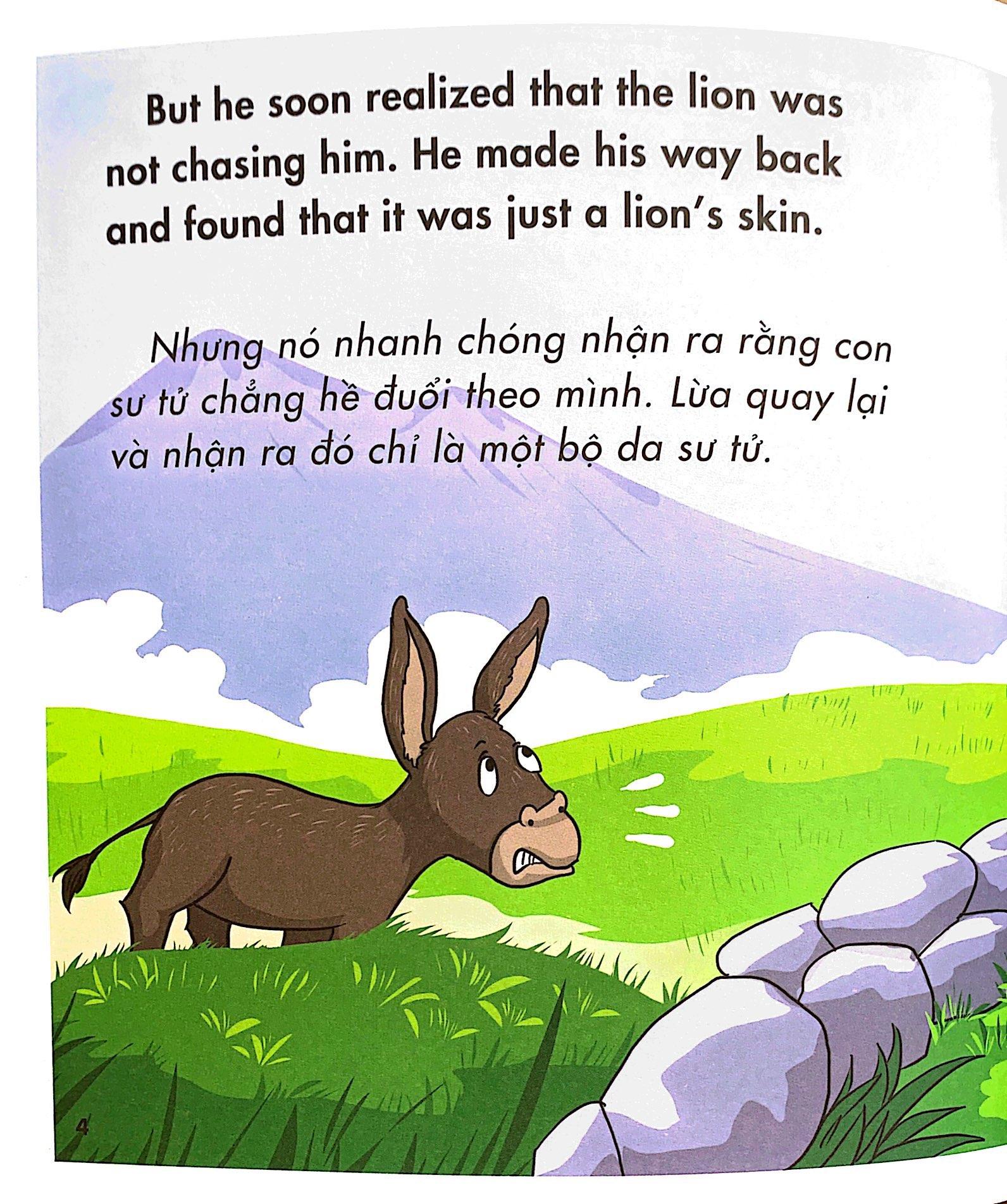 Truyện Tranh Ngụ Ngôn Dành Cho Thiếu Nhi Song Ngữ Anh-Việt - Lừa Đội Lốt Sư Tử