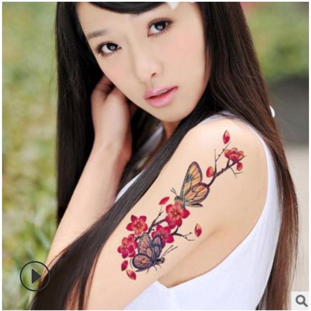 Combo 5 tấm hình xăm dán tattoo cao cấp 10x20cm CÁC LOÀI HOA ĐẸP (mua 2 combo tặng tấm đồng size)