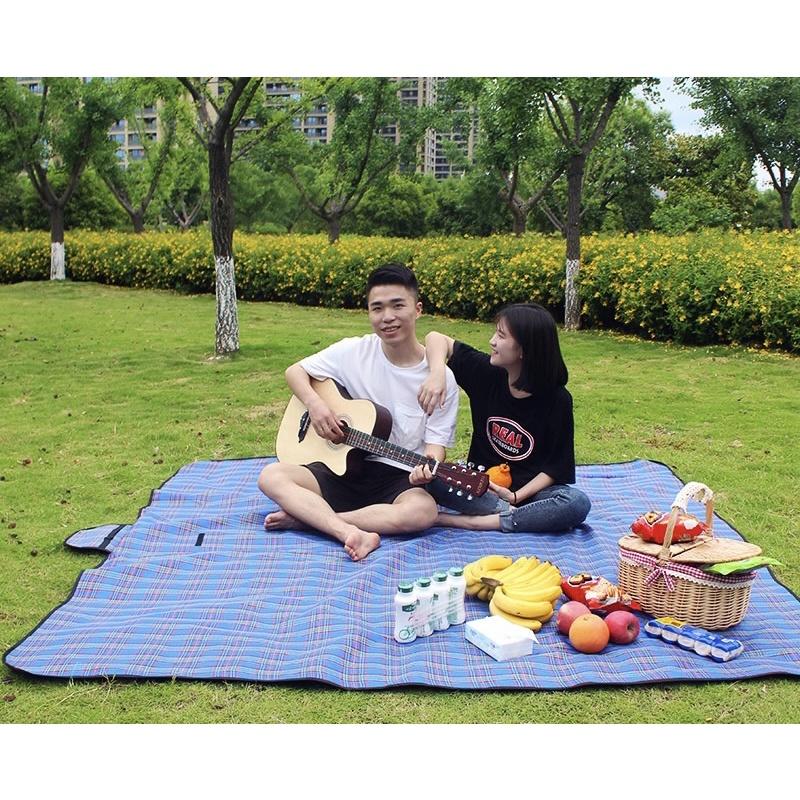 Thảm dã ngoại du lịch đi biển, bạt trải picnic cắm trại đi phượt kết hợp tập yoga gấp gọn sọc kẻ caro bền đẹp