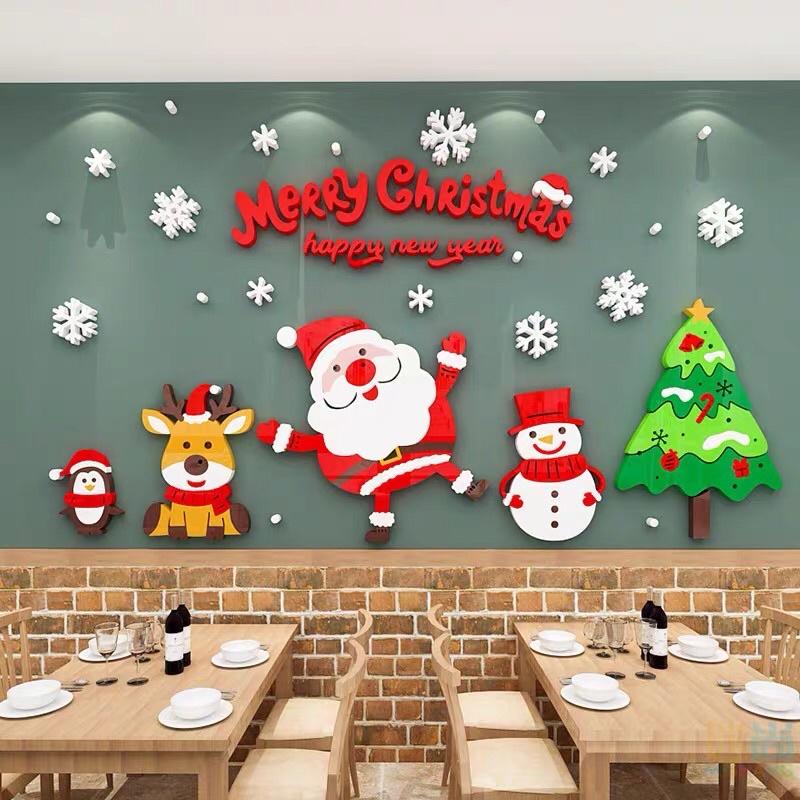 Decal dán tường mica 3D - TRANG TRÍ NOEL, GIÁNG SINH chất liệu cao cấp dán mọi bề mặt, trang trí cửa hàng, cửa kính