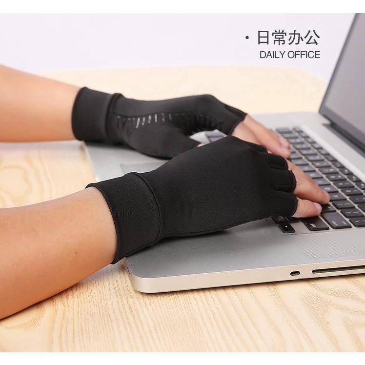 Găng Tay Hở Ngón Bằng Sợi Đồng Và Silicone Chống Trượt Dành Cho Người Đi Xe Đạp