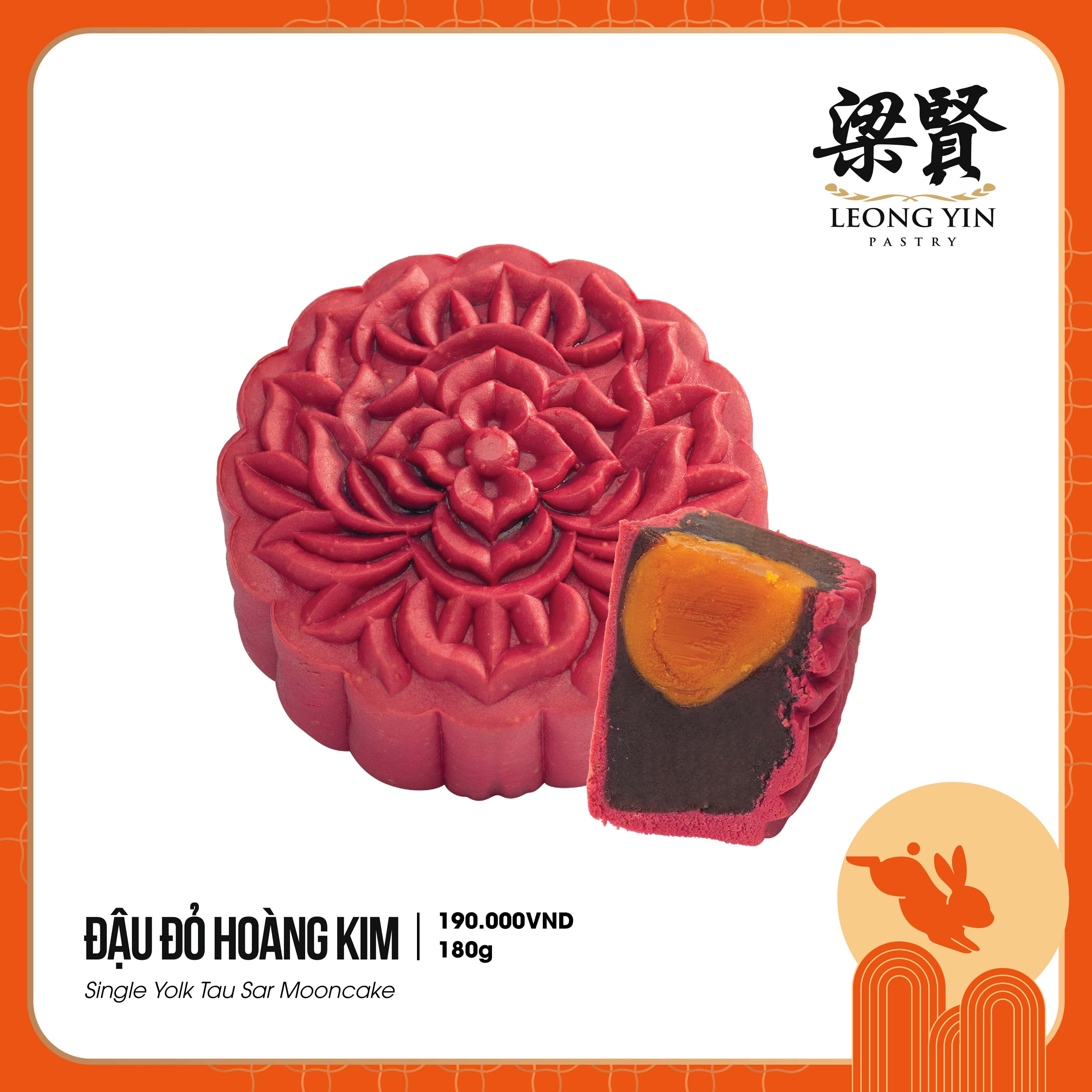 Bánh Trung Thu Đậu Đỏ Hoàng Kim Leong Yin 180G