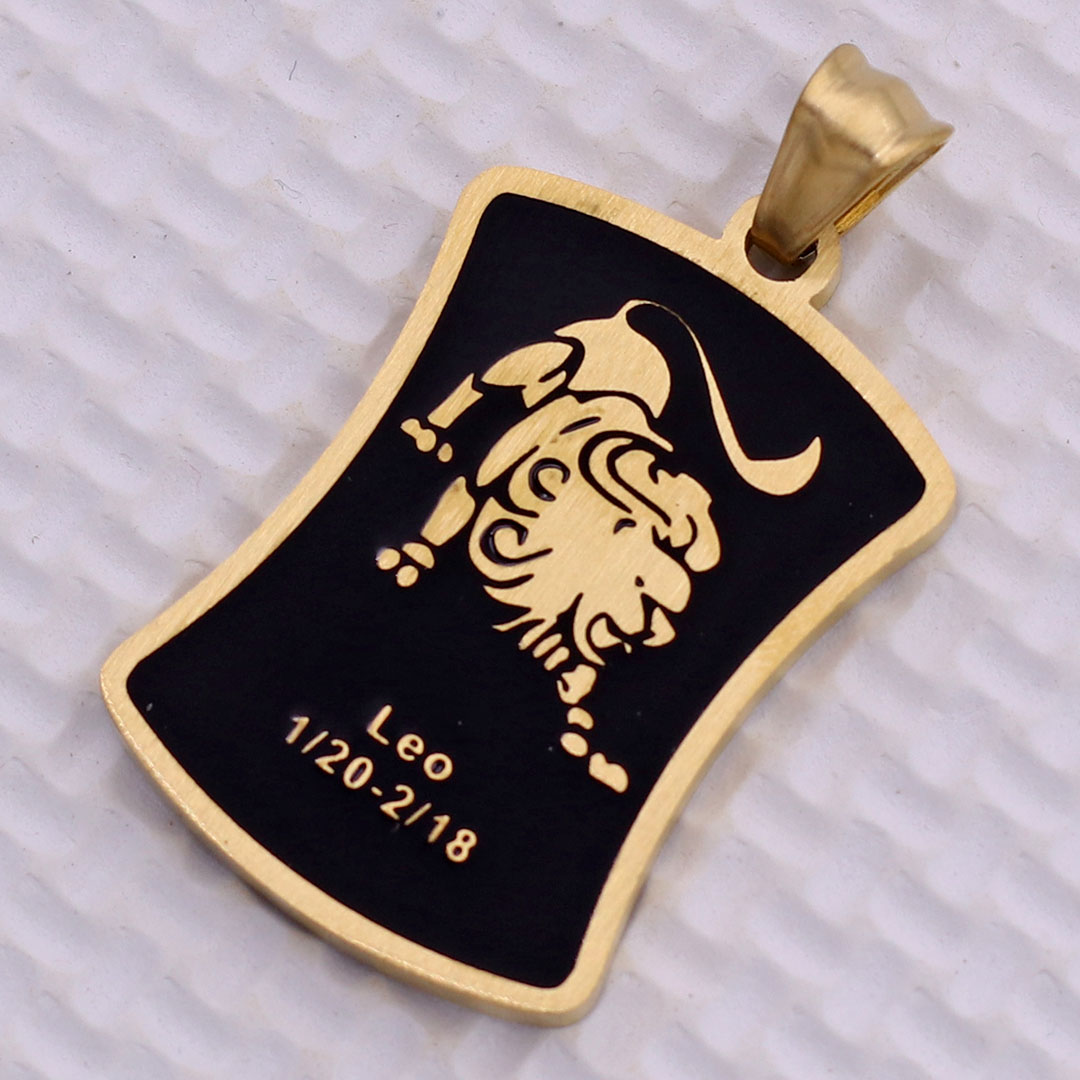 Mặt dây chuyền cung Hải Sư - Leo inox vàng kèm móc inox vàng, Cung hoàng đạo