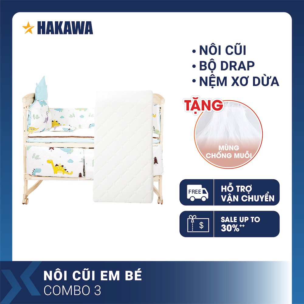 NÔI CŨI, GIƯỜNG CŨI CAO CẤP ĐA NĂNG CHO BÉ HAKAWA HK-B03 (COMBO 3) - HÀNG CHÍNH HÃNG