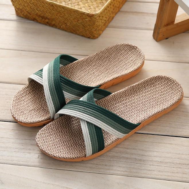 Dép Cói Quai Chéo Sọc