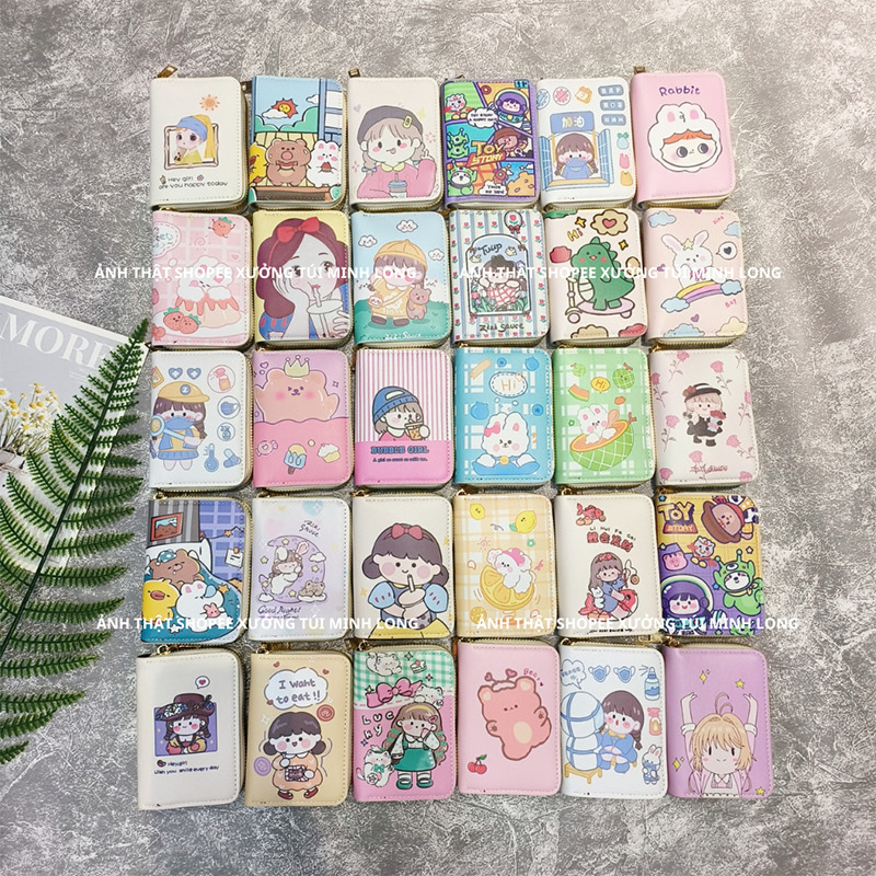Ví nữ ngắn mini cầm tay gồm 11  ngăn  nhỏ gọn bỏ túi thời trang hàn quốc cute dễ thương
