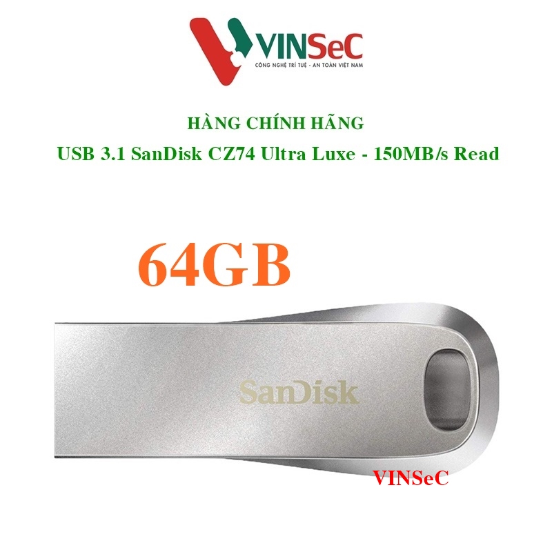 USB SanDisk Ultra Luxe USB 3.1 Flash Drive | SDCZ74-064G-G46 | USB3.1 | Hàng Chính Hãng