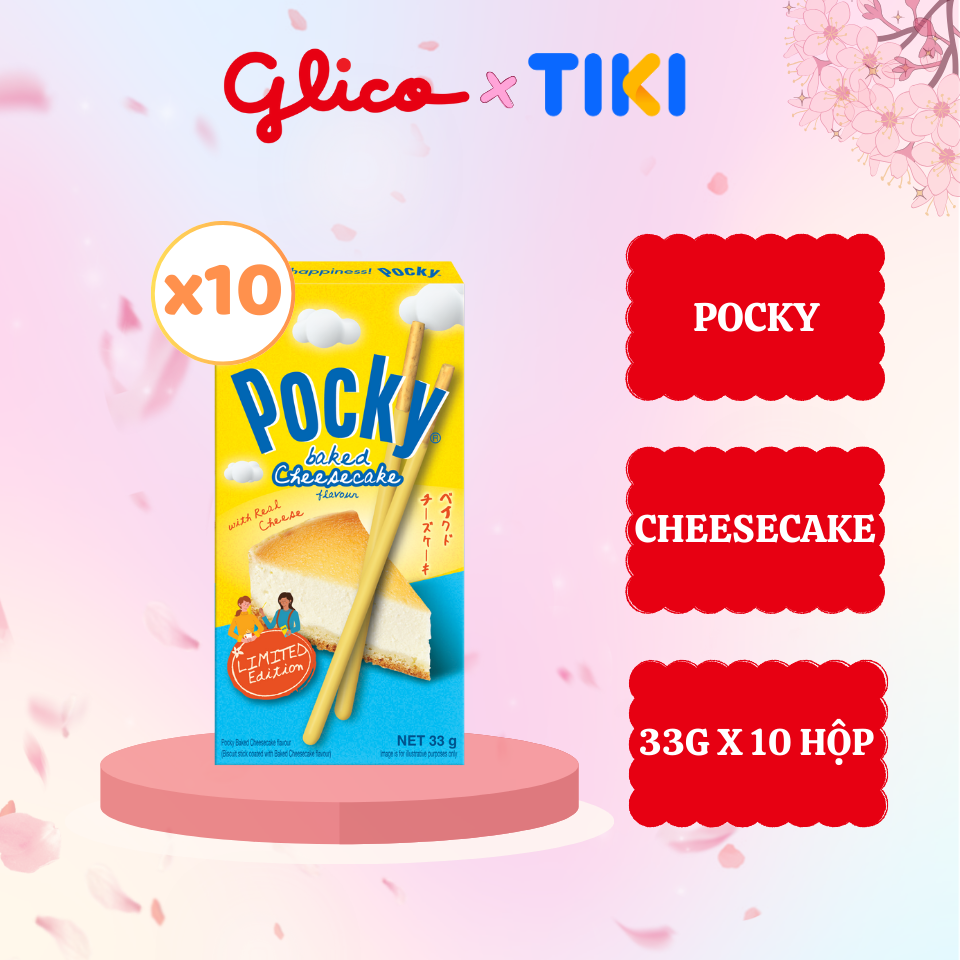 Combo 10 hộp Bánh que Glico Pocky vị bánh nướng phô mai 33gr (Limited Edition)