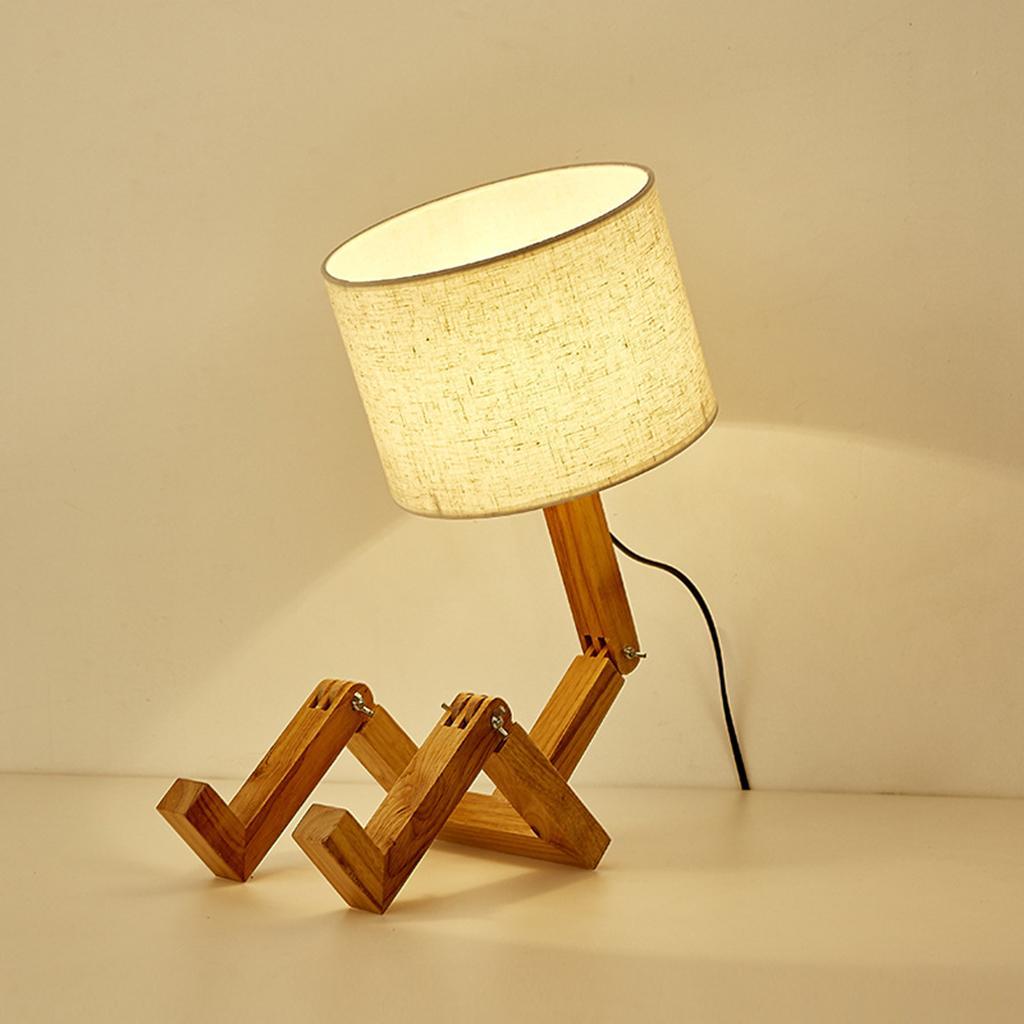Table Lamp Adjustable Arm Reading Light Bedside Lamp w/Fabric Shade