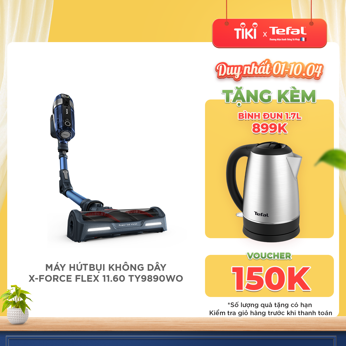 Máy hút bụi cầm tay không dây Tefal TY9890WO - Hàng chính hãng