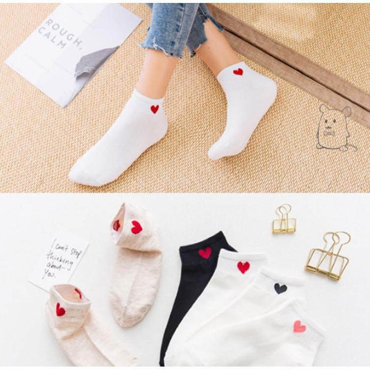 Tất trái tim cực xinh cổ ngắn mắt cá dệt kim dày dặn mềm êm
