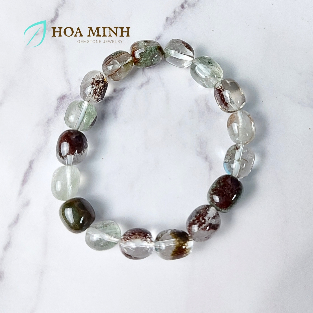 Vòng tay đá Thạch Anh Ưu Linh tự nhiên hạt lu bo tròn size 9x10 li phong cách cá tính, thời trang không kén mệnh