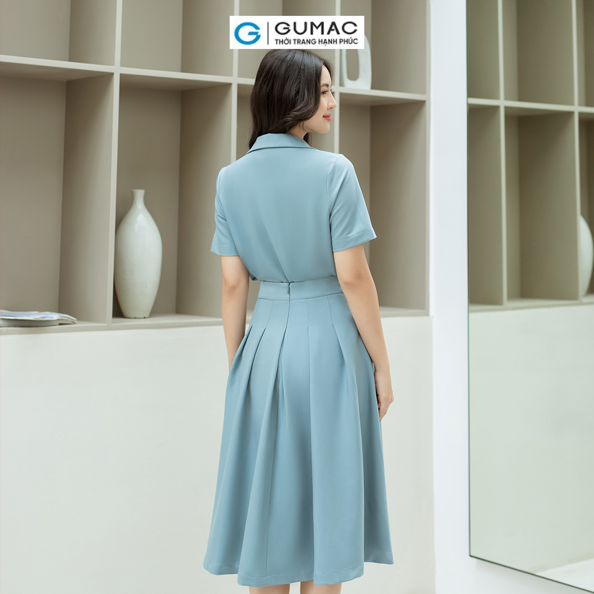 Set lẻ Áo kiểu tay ngắn GUMAC AD08028 - Chân váy A xếp ly GUMAC VD08037