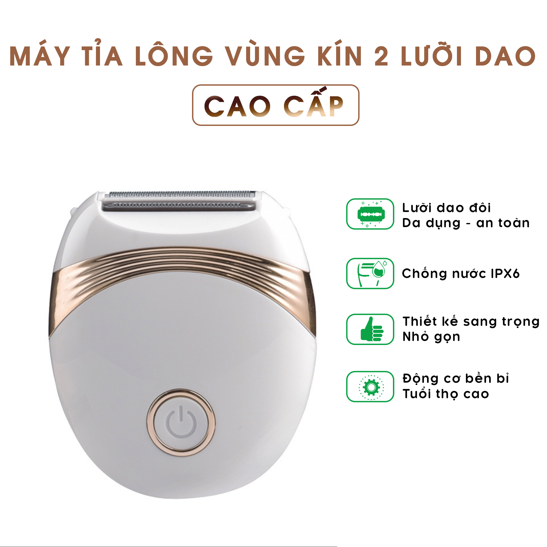 Máy Cạo Lông Đa Năng Thiết Kế 2 Lưỡi Dao Cao Cấp Tỉa Lông Vùng Kín, Lông Tay, Lông Nách, Lông Chân An Toàn