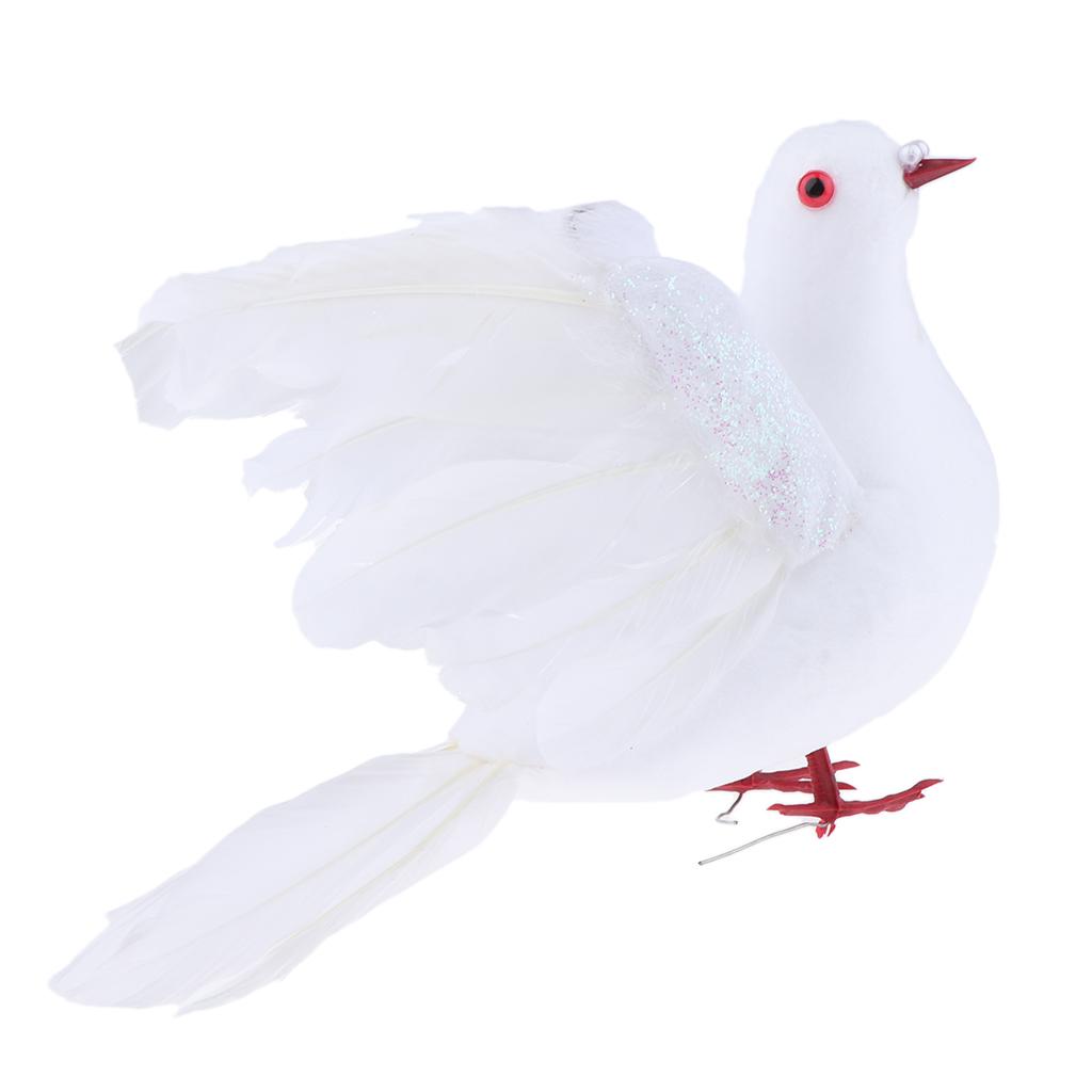 2 Xwhite Nhân Tạo Bọt Chim Bay Pigeon Chim Bồ Câu Nhà Vật Trang Trí