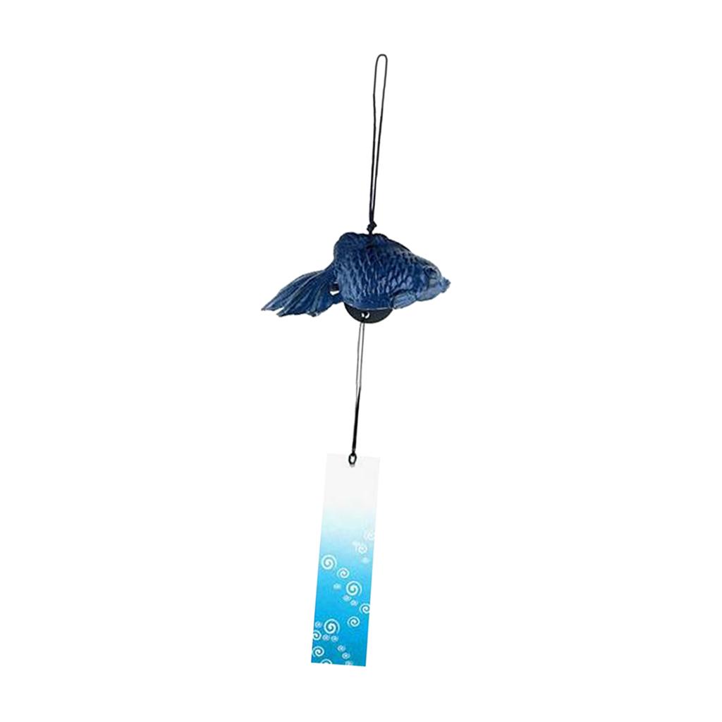 Nhật Bản Cá Vàng Furin Windchime Đúc Đền Vườn Trang Trí Nhà Màu Xanh