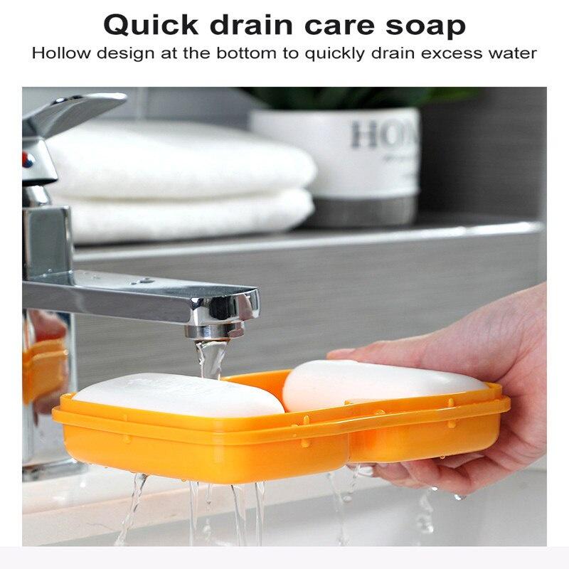 Double Layer With Cover Soap Box Bathroom Holder Dish Storage Plate Tray Soap Holder Case Supplies Bathroom Gadgets Bathroom