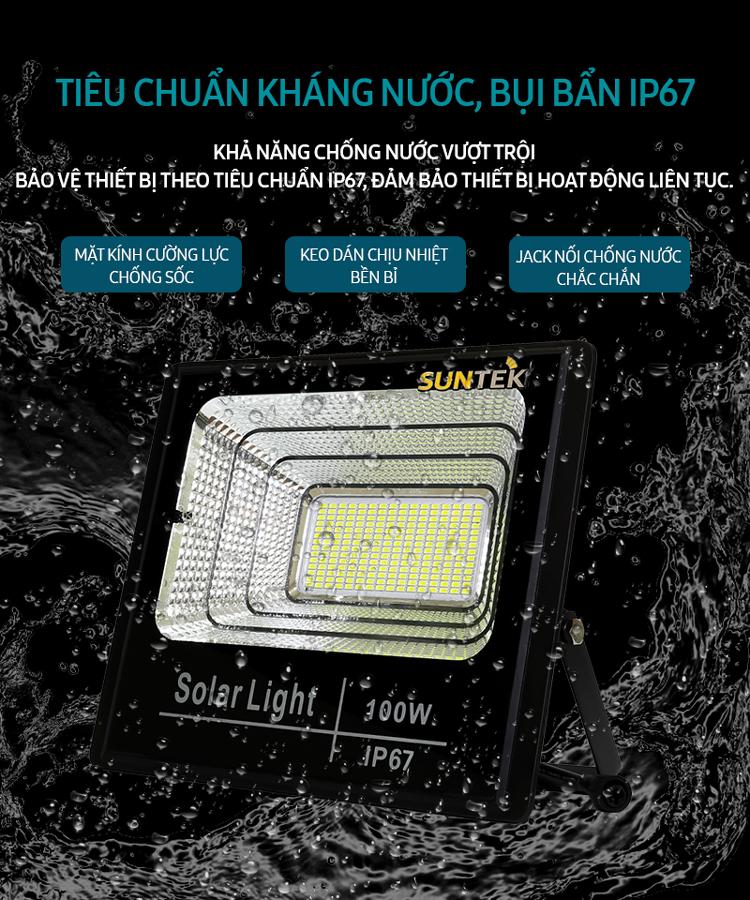 Đèn năng lượng mặt trời Suntek 100W_200W - Chính hãng - hộp đèn nhôm đúc - thời gian sáng trên 12hr