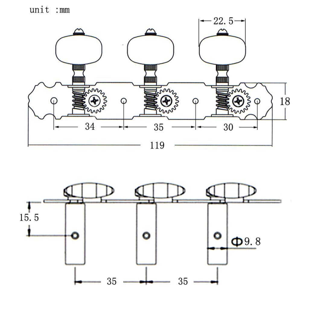 2pcs Acoustic Classical Guitar Strings Tuning Pegs Keys Machine Heads