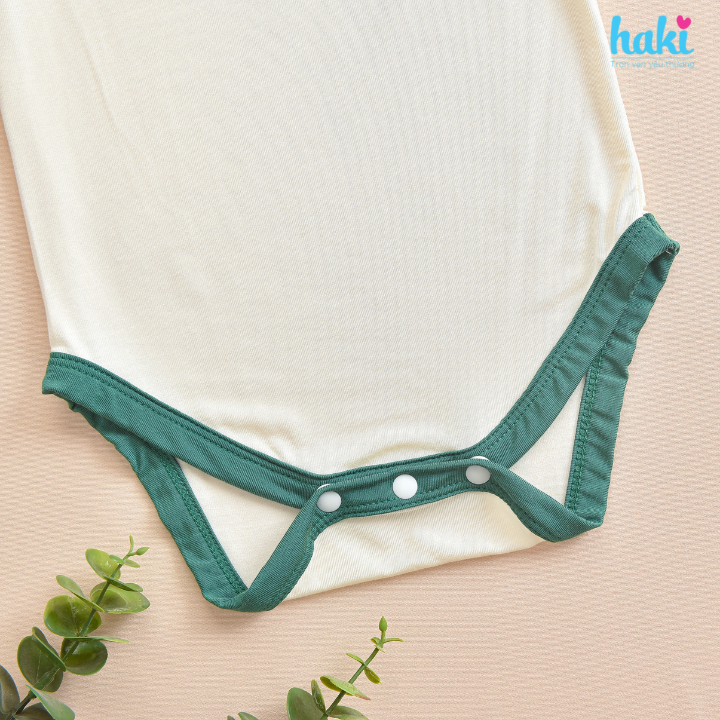 Bộ body chip cộc tay raglan vải tre cao cấp HAKI ; body cho bé trai bé gái, body suit cho bé sơ sinh BB049