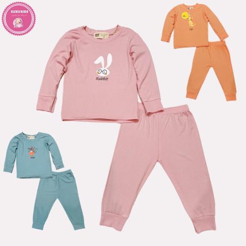 Bộ dài tay cho bé trai bé gái chất tăm Hàn cho giãn 4 chiều, mặc mềm nhẹ, thoải mái Xu Xu Kids size từ 8 đến 18kg