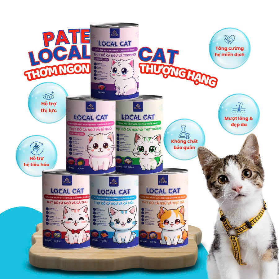 Pate lon Local Cat mèo con và mèo trưởng thành 400g
