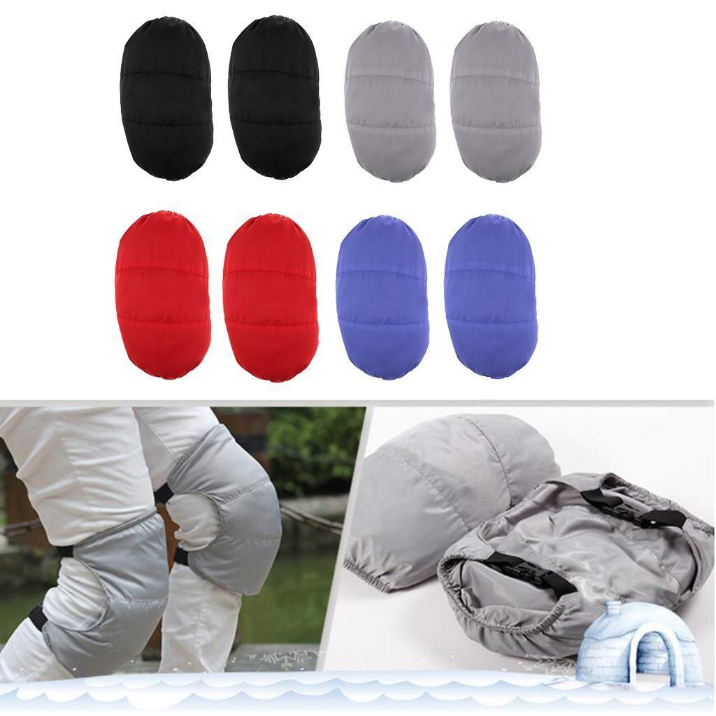 2pcs Adjustable Duck Down Knee Warmers Pads Windproof Keep Warm Cycling Knee Support Sleeve