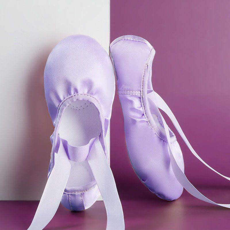Giày múa ballet satin cao cấp màu tím