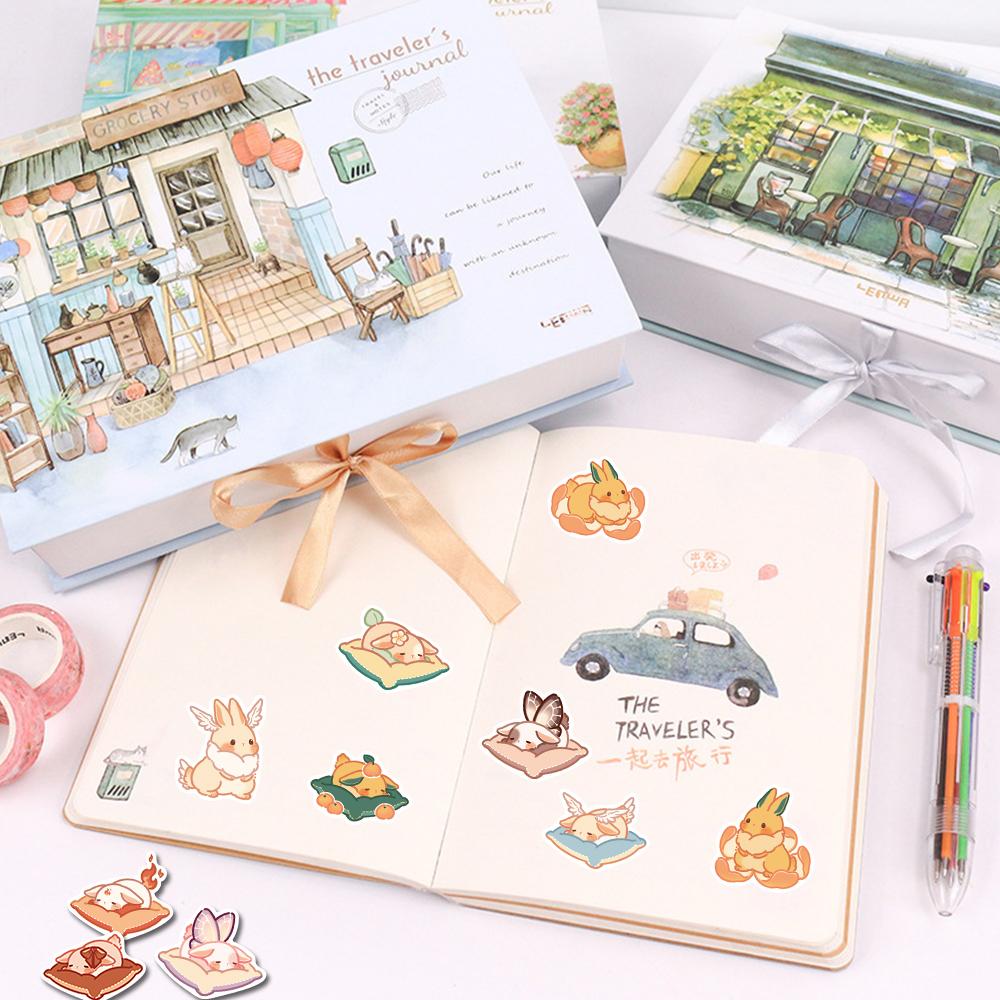 Sticker thỏ ma thuật chibi hoạt hình cute trang trí mũ bảo hiểm, guitar, ukulele, điện thoại, sổ tay, laptop - mẫu S13