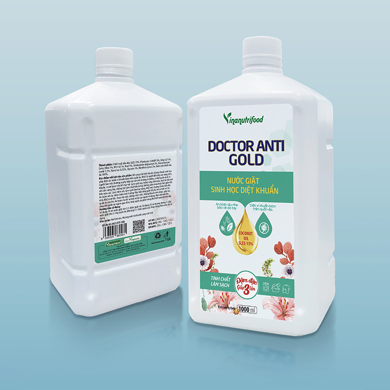 Nước giặt Doctor Anti Gold Vinanutrifood công nghệ sinh học giặt tẩy an toàn làm sạch mọi loại vết bẩn bám trên quần áo