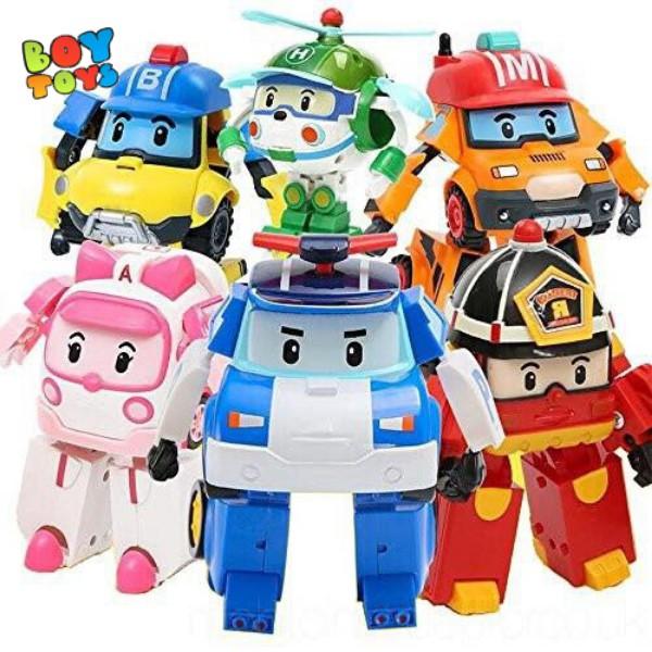 Hộp đồ chơi biệt đội 6 xe Robocar Poli biến hình 2 trong 1